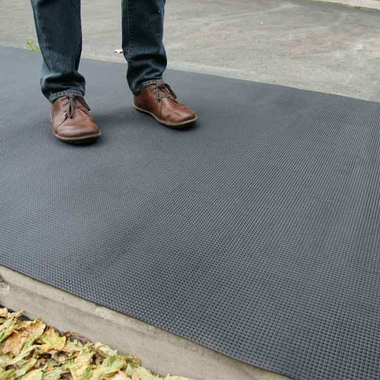 Rubber-Cal Fine-rib Corrugated Rubber Floor Mats - 1/8 in x 4 ft x 15 ft Black Rubber Runners