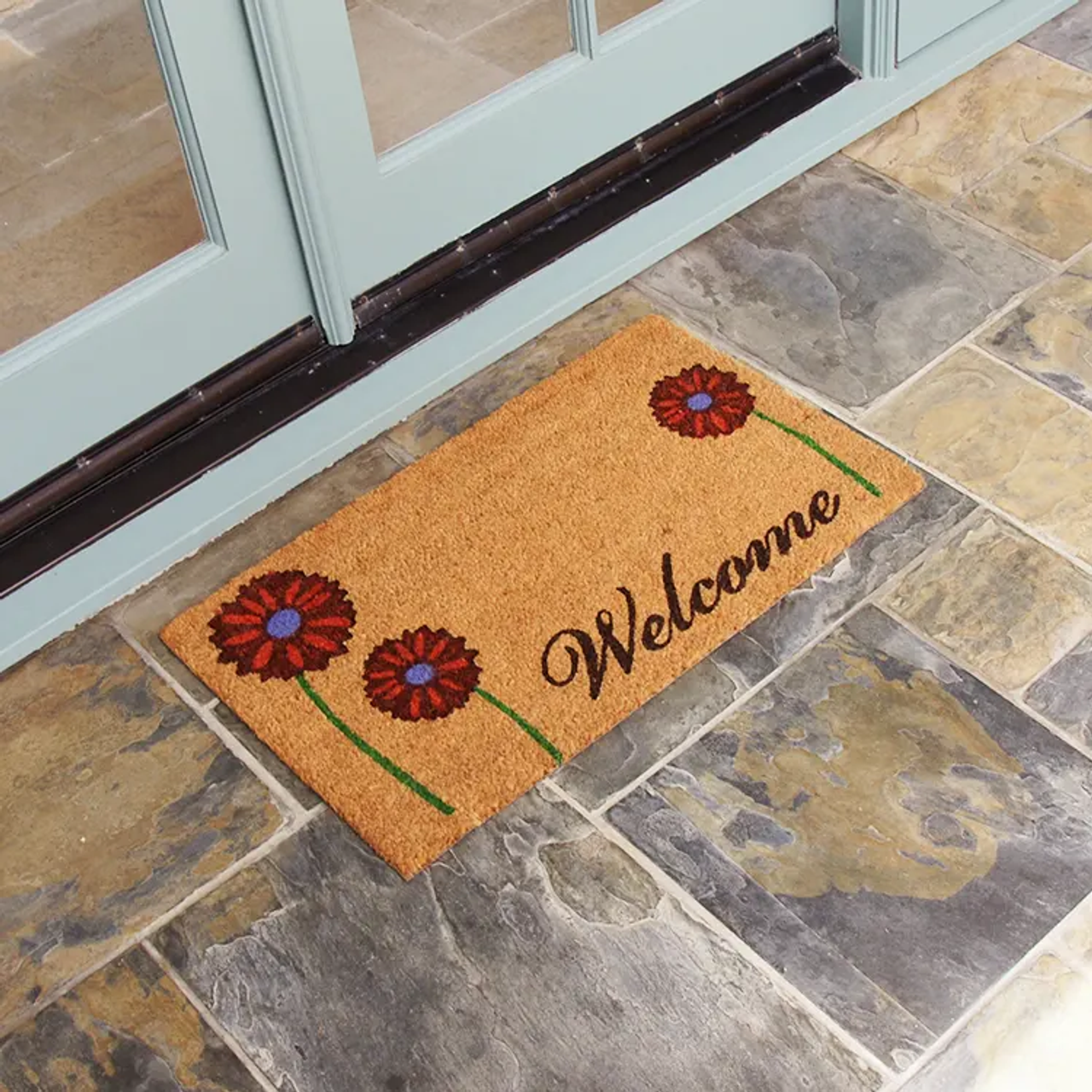 Flagstone Recycled Rubber Indoor Outdoor Monogram Doormat