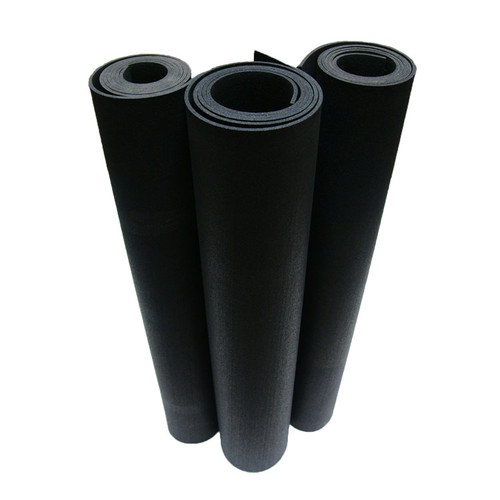 Three standing rolls of Recycled Rubber Flooring