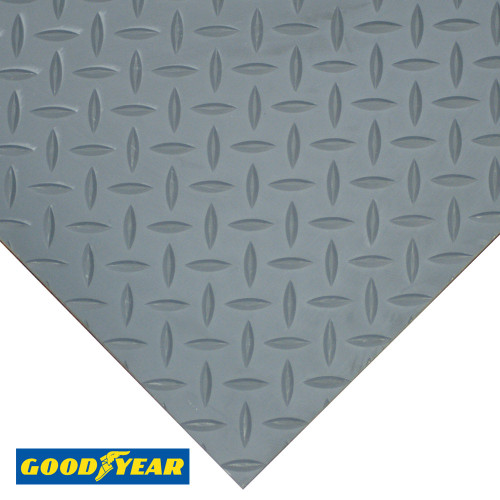 Corner View of Dark Gray Diamond-Plate TPE Mat