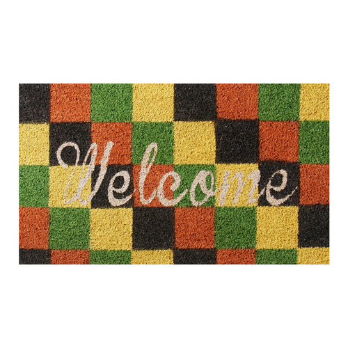 overhead view of "The Colors of Autumn" - Checkerboard Fall Welcome Mat