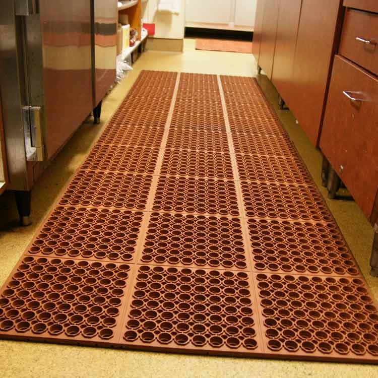 A Rubber Kitchen Floor Mat Prevents Slips on Wayward Water and Grease!