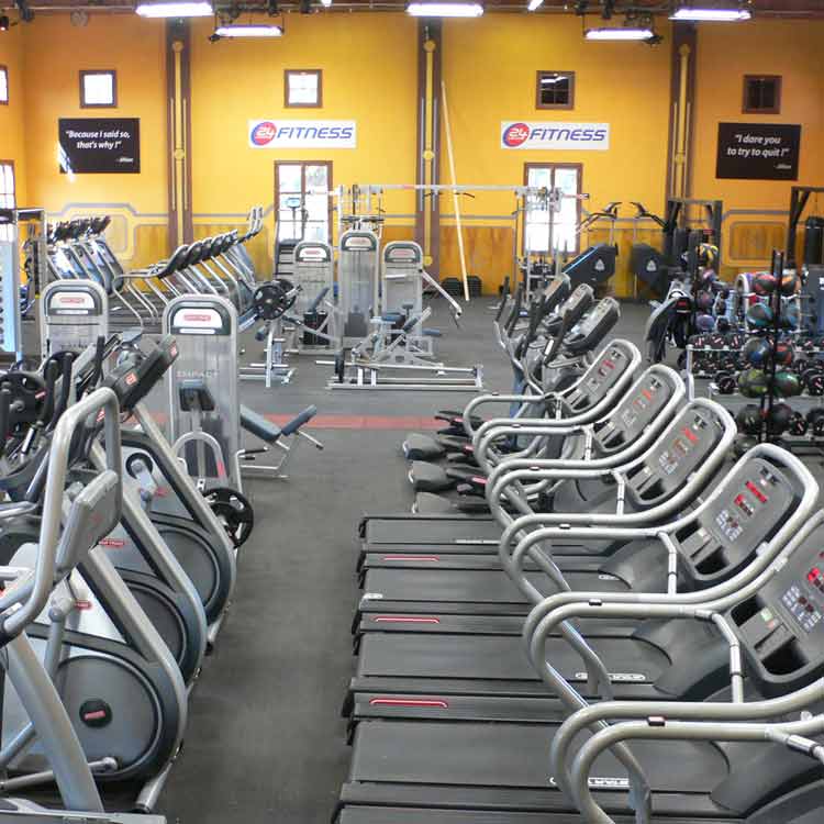 Treadmills and weight machines on Elephant Bark Recycled Rubber Flooring