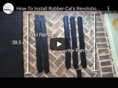 Installing Rubber Tiles is Easy Pieces of a Revolution Rubber Tile set up on bricks
