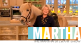 Martha Stewart in front of a Horse