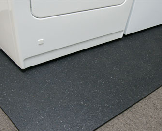 Close up of dryer feet on a protective rubber mat