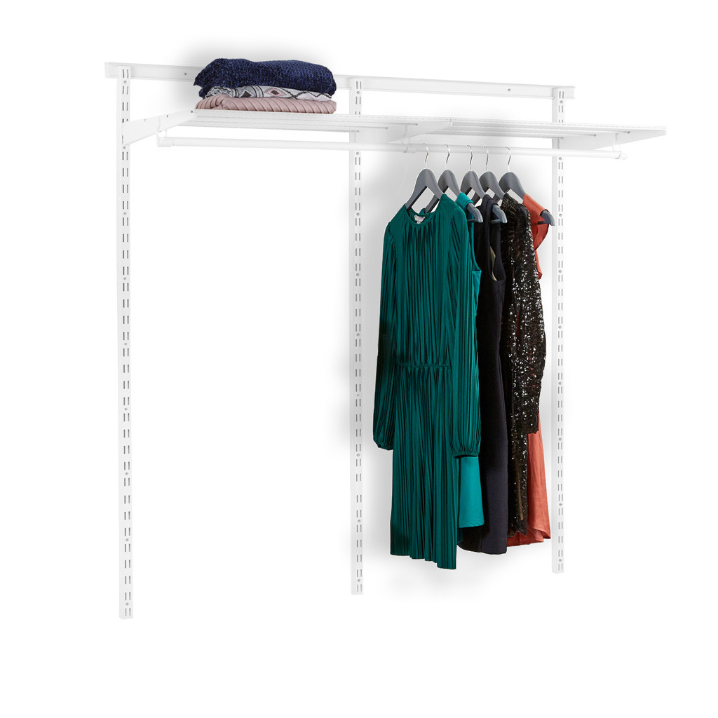 Flexx White Wire Shelf System Clothes Rail- H1200mm