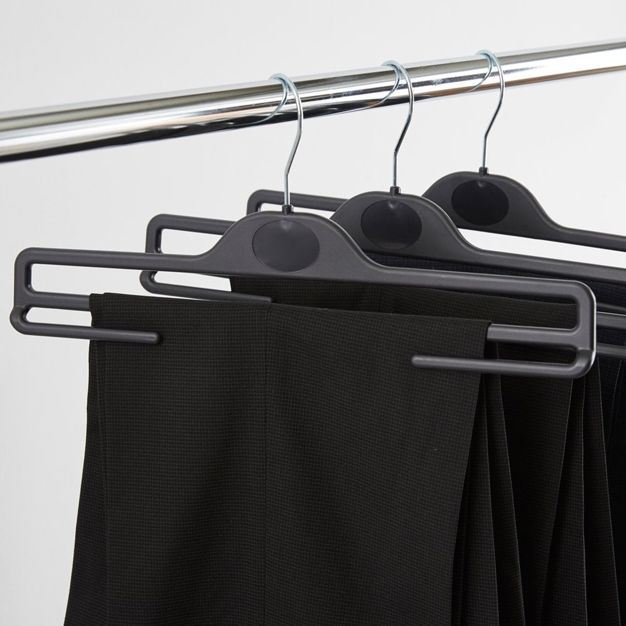 Black Plastic Trouser Hangers with Under Bars - 35.5 cm - Choice of pack  quantity options