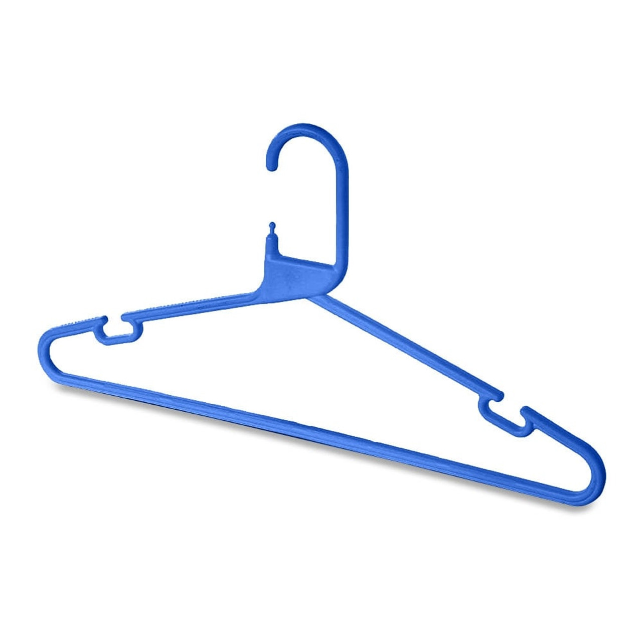 Blue Heavy-Duty Plastic Hangers with Trouser Bar and Shoulder Notches ...