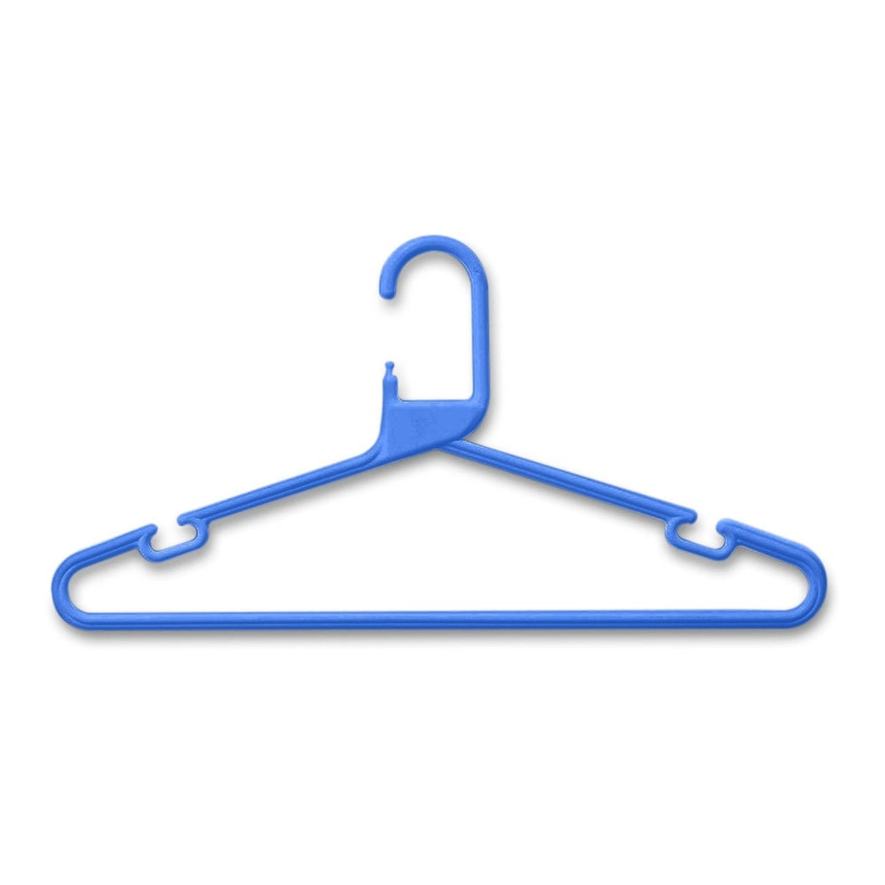 Blue Heavy-Duty Plastic Hangers with Trouser Bar and Shoulder Notches -  41.5cm - Choice of pack quantity options