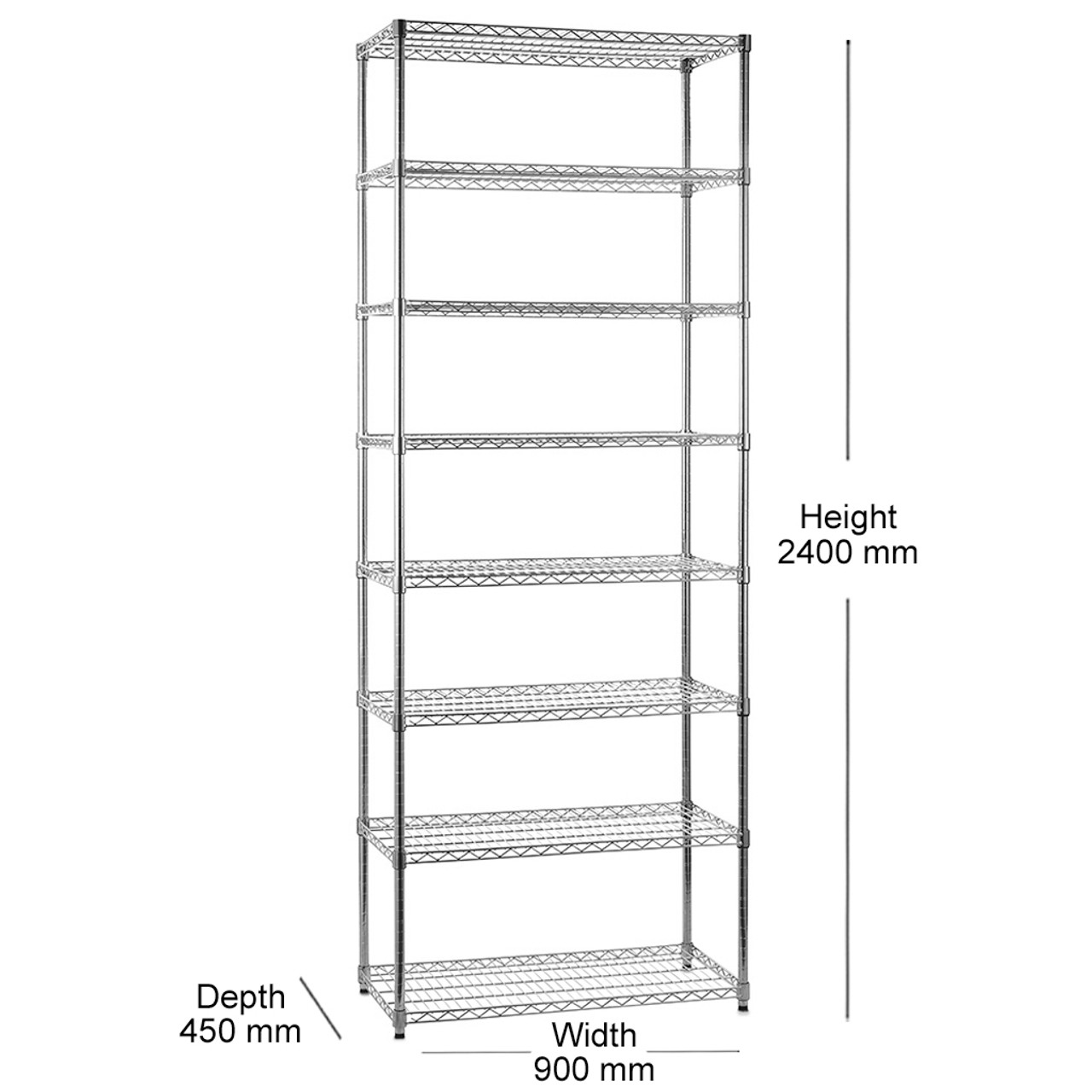 Wire shop chrome shelving