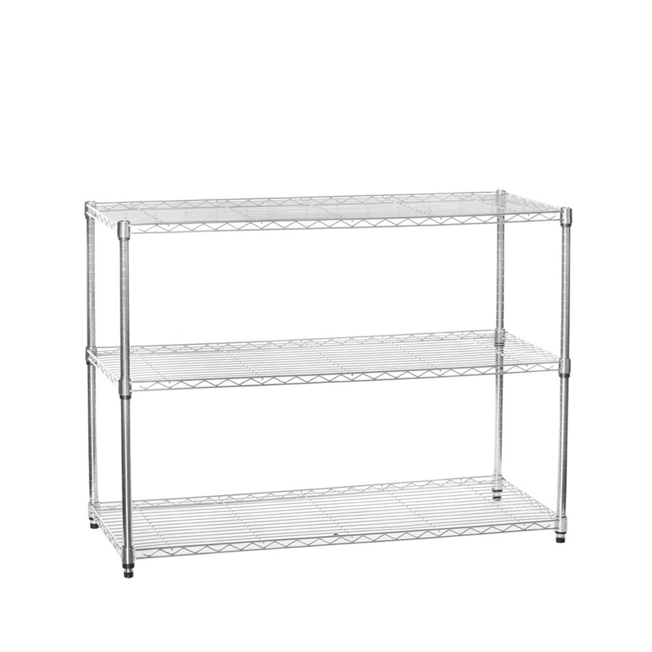 Storability wall mount shelving unit with clearance 3 steel wire shelves