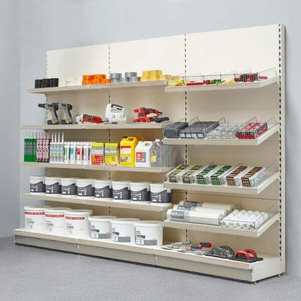 Jura White Retail Wall Shelving 2 x Bays, 8 x 370mm Shelves Each