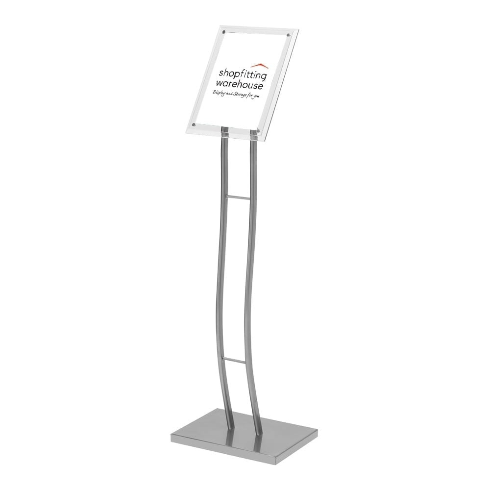 Silver Curved FloorStanding Sign Holder Choice of A4 & A3 Sizes