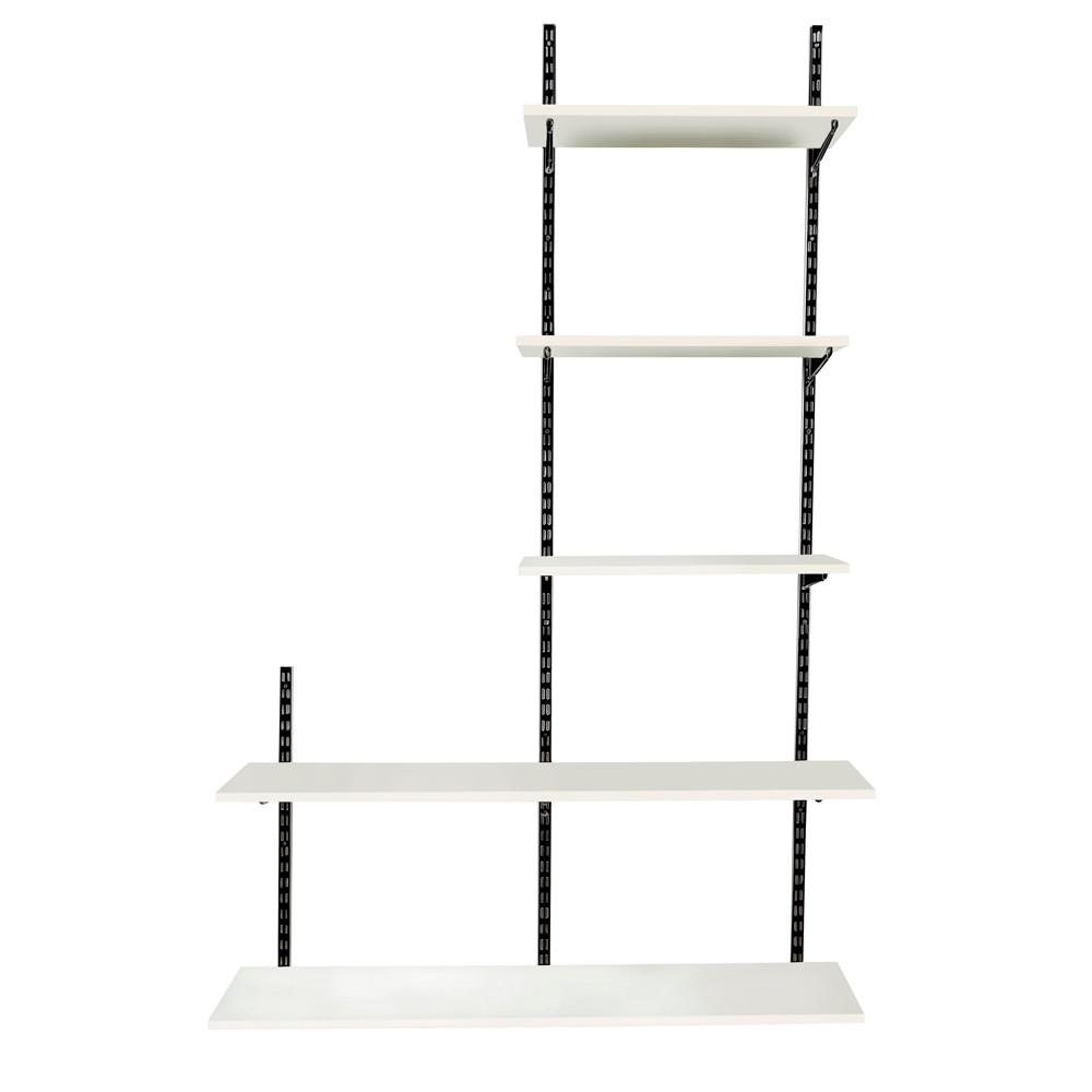 Black & White Twin Slot Shelving Kit H1980mm 5 Shelves