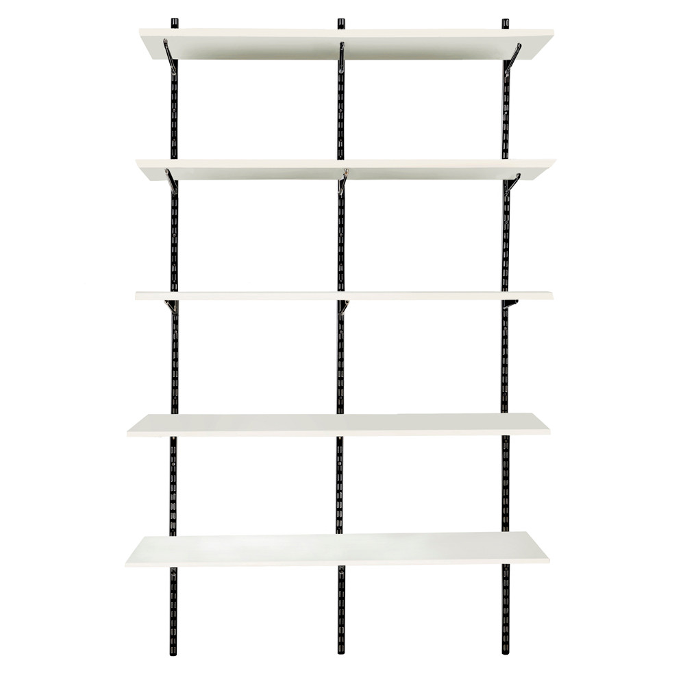 Black & White Twin Slot Shelving Kit H1980mm 5 Shelves