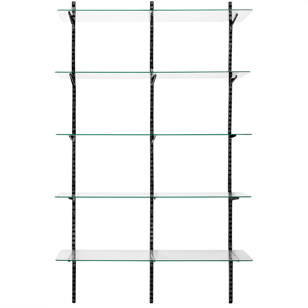 Black & Glass Twin Slot Shelving Kit H1980mm 5 Shelves