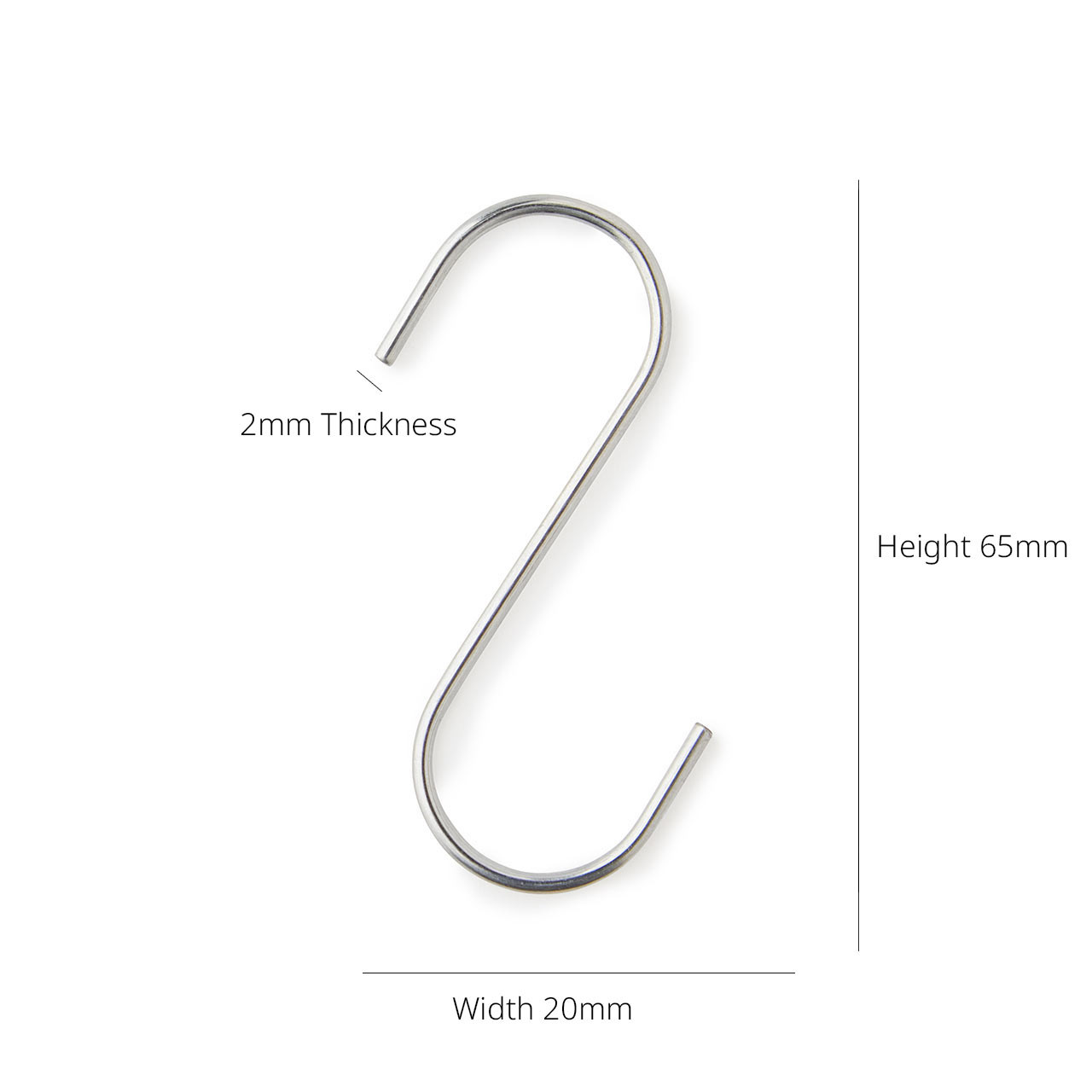 Pack of 100 x Large Silver S-Hooks