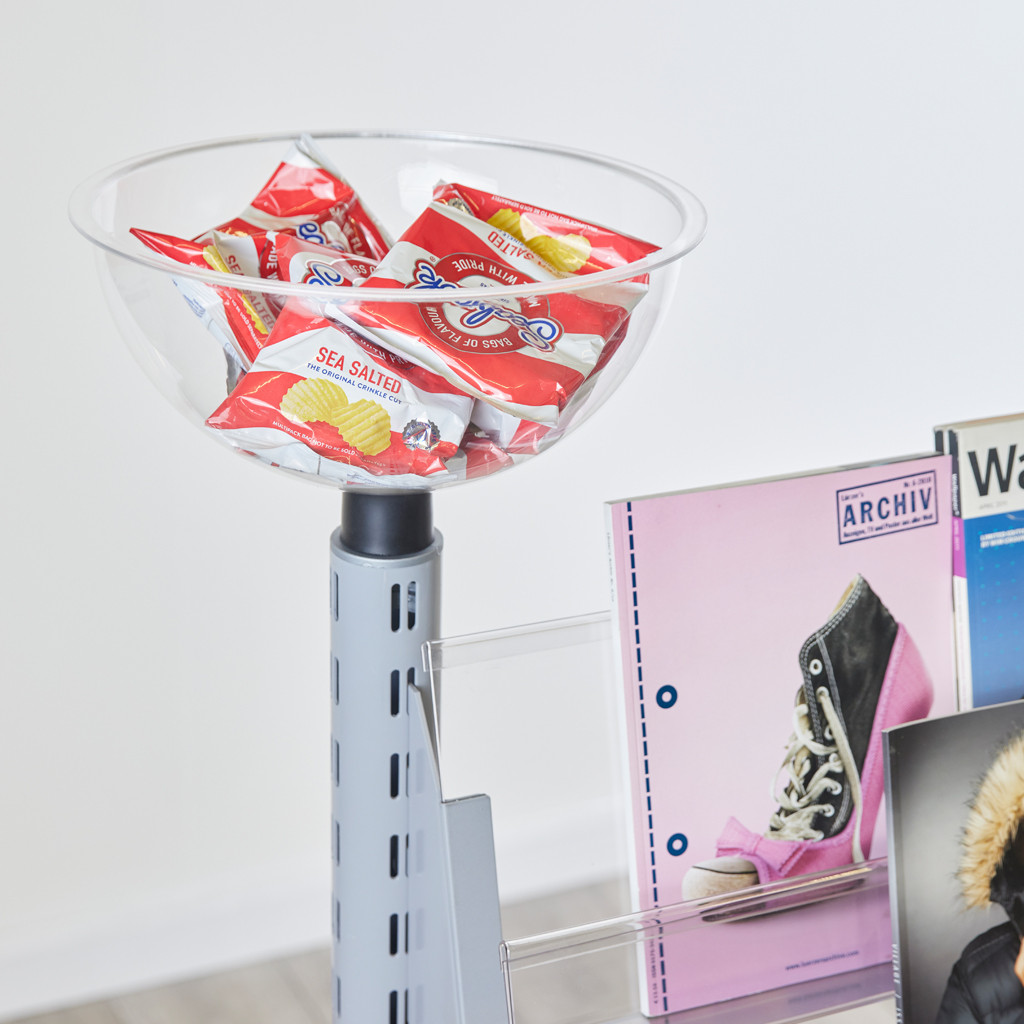 Clear Acrylic Merchandising Bowl with Rubber Base - Half Sphere