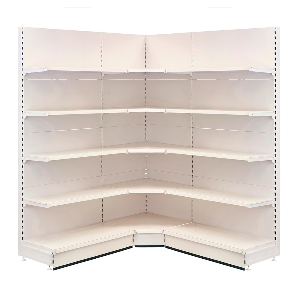 Jura White Retail Shelving 90° Wall Corner Unit 4 x 370mm Shelves