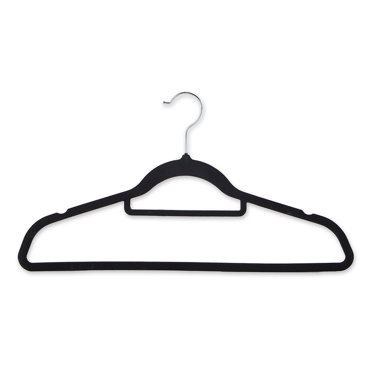 Black Velvet Ultra-Slim Hangers with Accessory Bar Trouser Bar