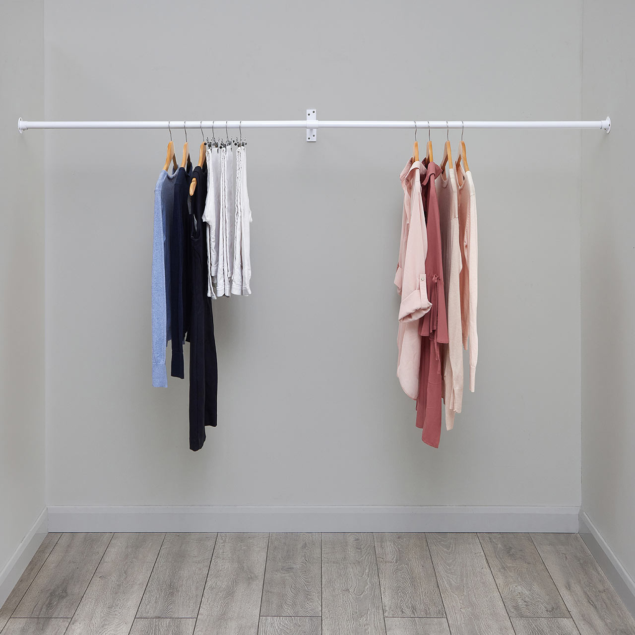 2m Alcove White Tube Hanging Rail with Support Arms