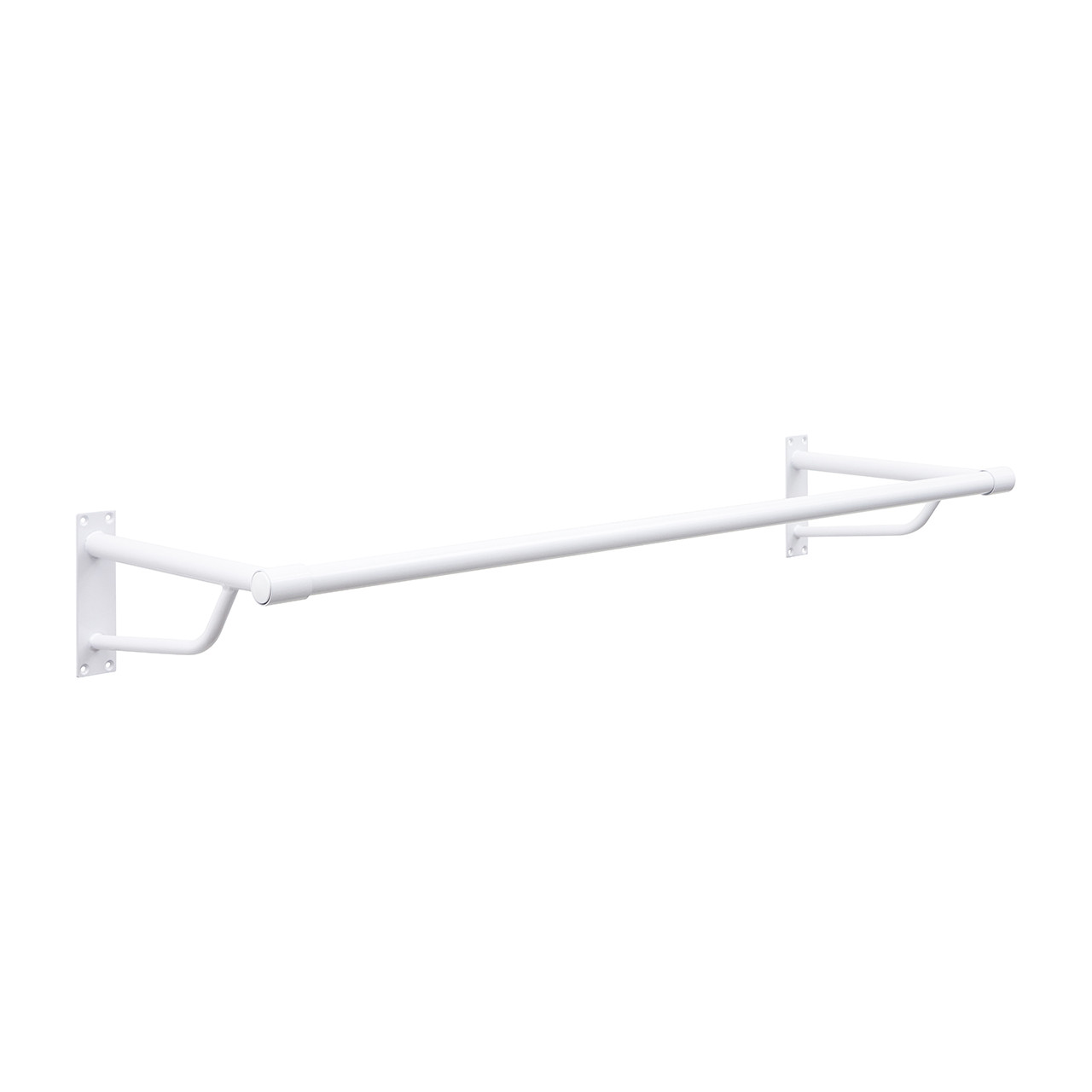 1m Heavy Duty White WallMounted Hanging Clothes Rail with 2 Support Arms