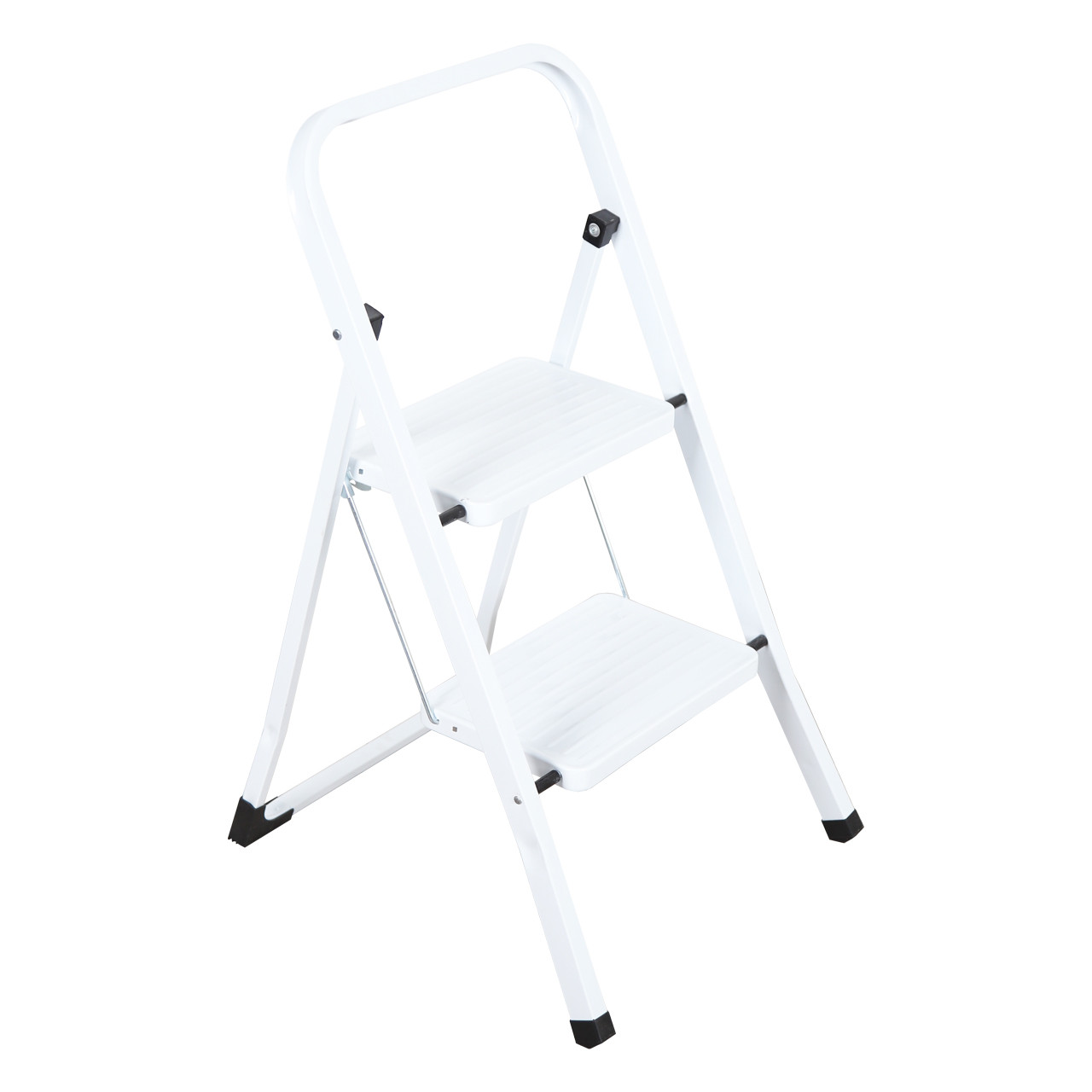 White Steel Step Ladder- 2-tread, non slip stepstool
