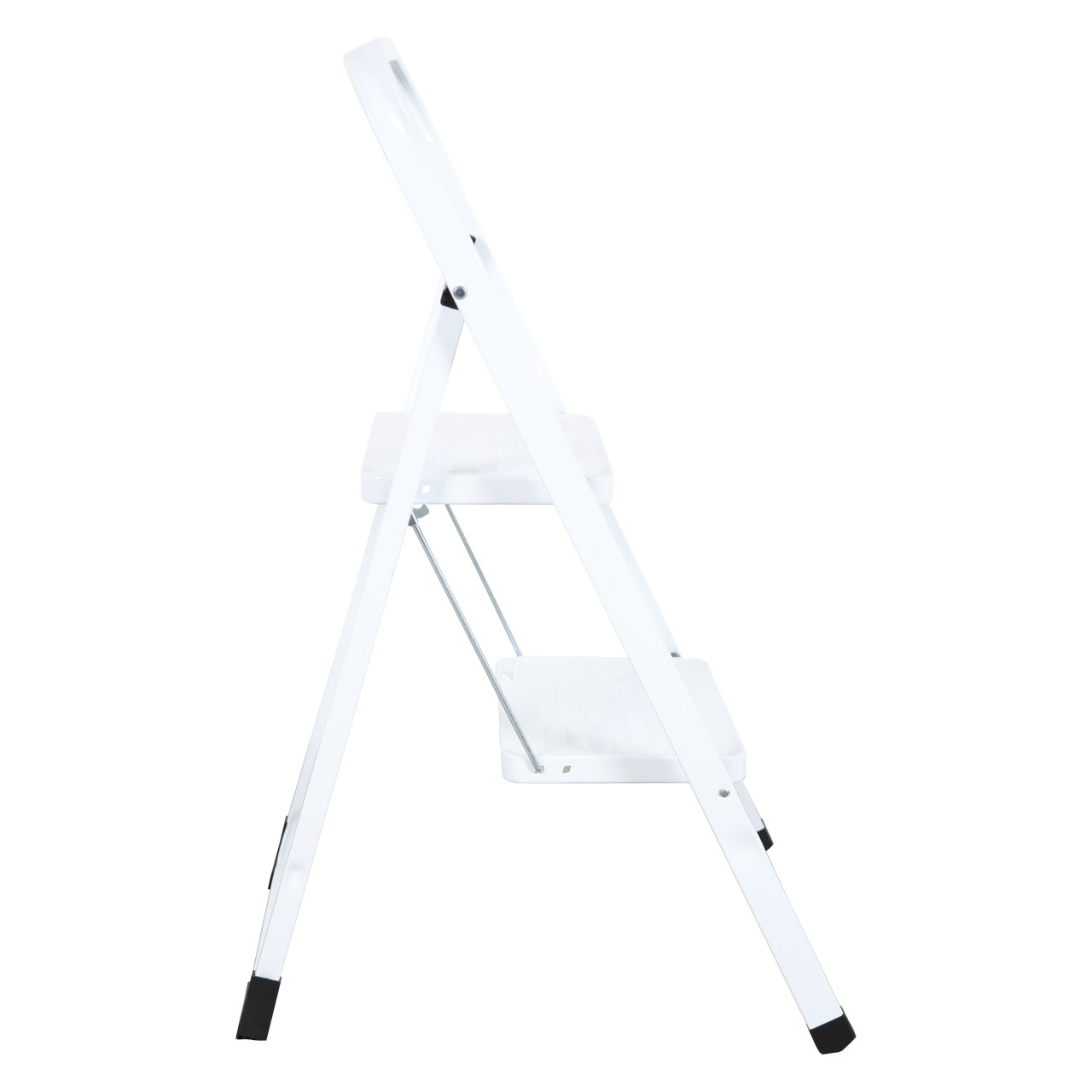 White Steel Step Ladder- 2-tread, non slip stepstool
