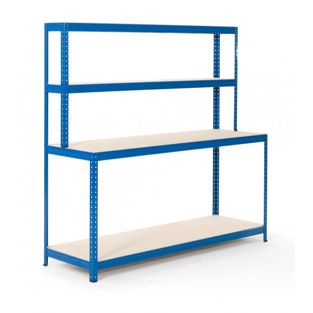 Blue 4Level Packing Bench With Chipboard Shelves Up To 300kg UDL