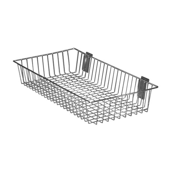 Chrome Wire Basket for Slatwall H105 x W610 x D310mm