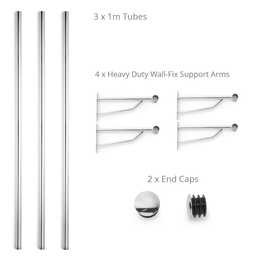 3m Heavy Duty WallMounted Hanging Clothes Rail