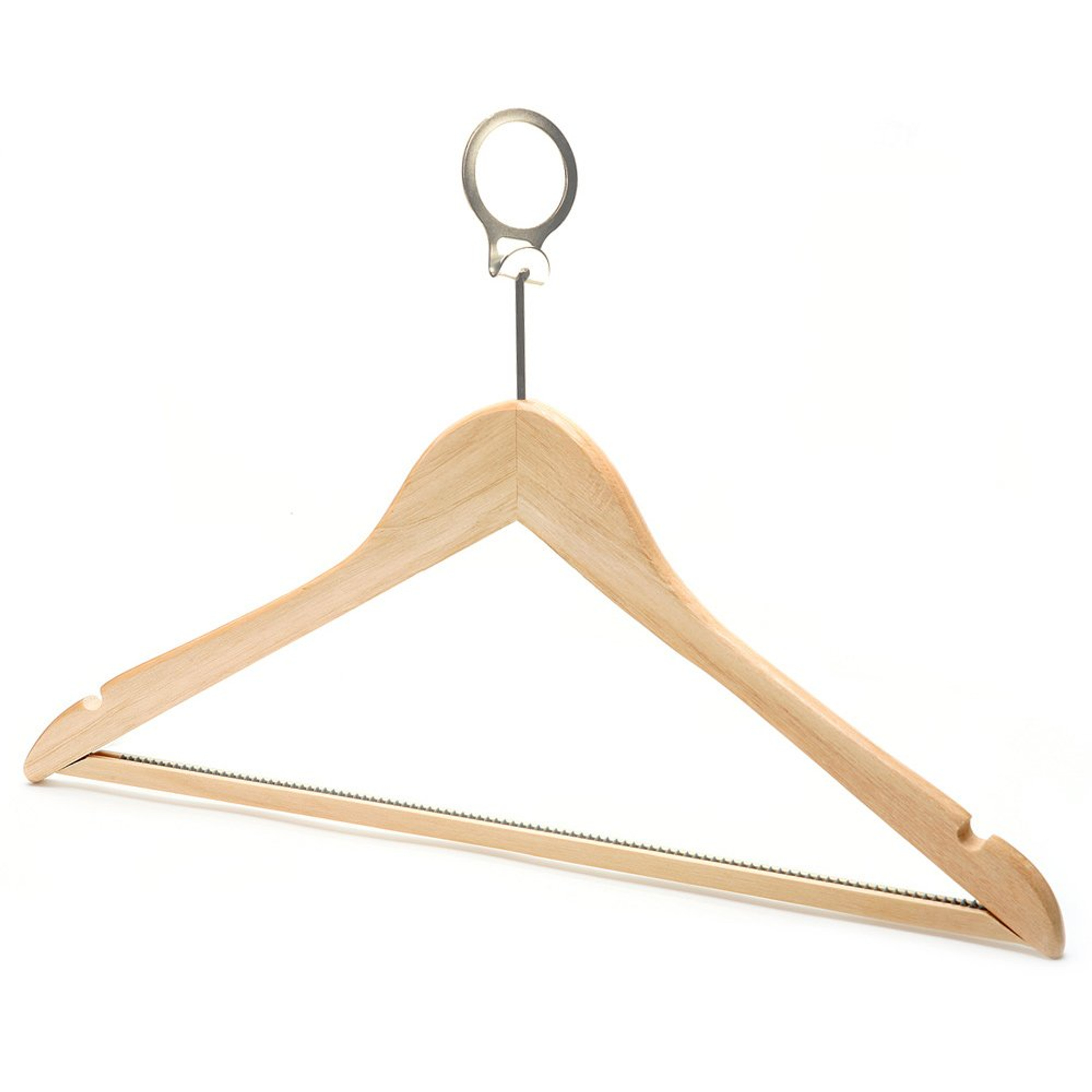 Wooden Hotel Hangers with Non-Slip Trouser Bar and Shoulder Notches ...