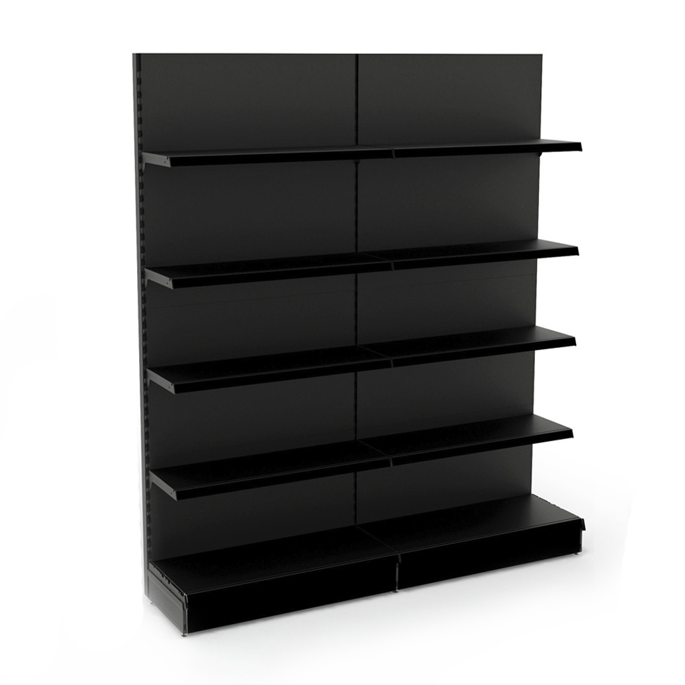 Black Retail Wall Shelving 2 x Bays 8 x 370mm Shelves H2200 x