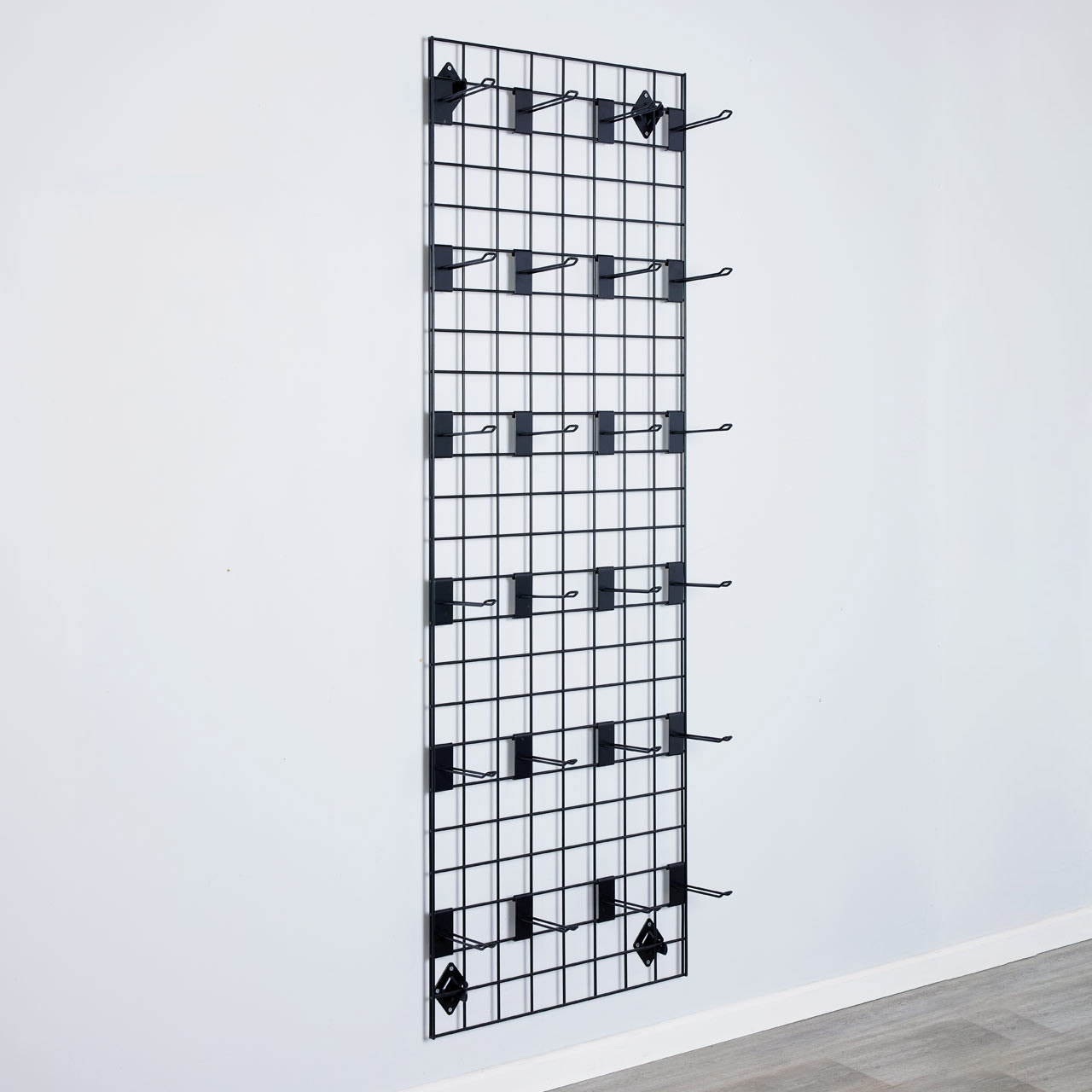 6ft Wall-Mounted Grid Mesh Display Bundle with 24 x Eurohooks - H1830 x ...