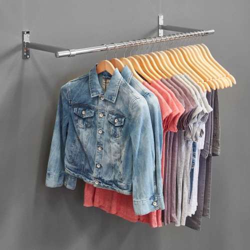 1m Wall-Mounted Hanging Clothes Rail with 2 Support Arms