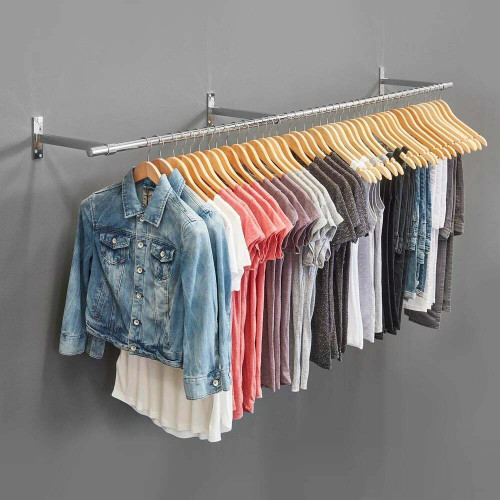 2m Wall-Mounted Hanging Clothes Rail with 3 Support Arms