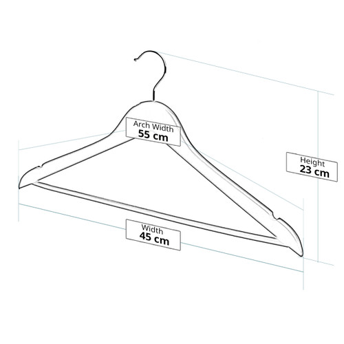 Matt Grey Wooden Hangers with Trouser Bar and Shoulder Notches - 45 cm