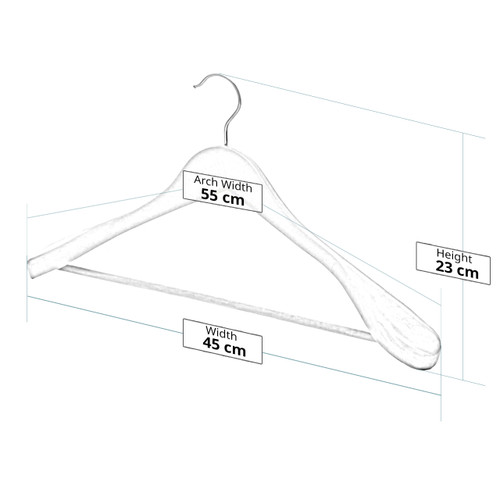 Wooden Hangers with Broad Shoulders and Trouser Bar - 45 cm