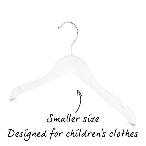Matt White Children's Wooden Hangers with Shoulder Notches - 31 cm