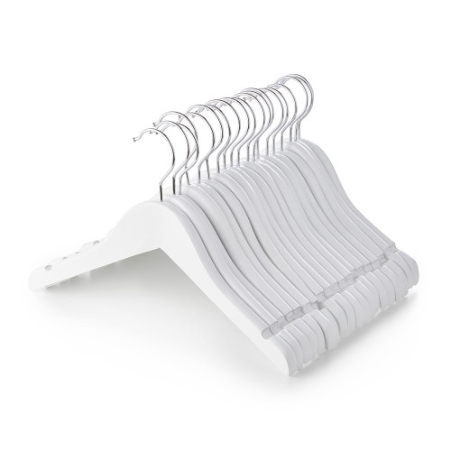 Matt White Children's Wooden Hangers with Shoulder Notches - 31 cm