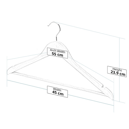 Wooden Hangers with Trouser Bar and Shoulder Notches - 45cm