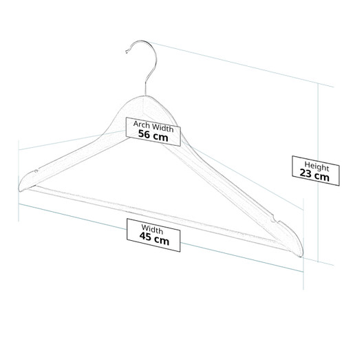 Wooden Flat Profile Hangers with Trouser Bar and Shoulder Notches - 45 cm