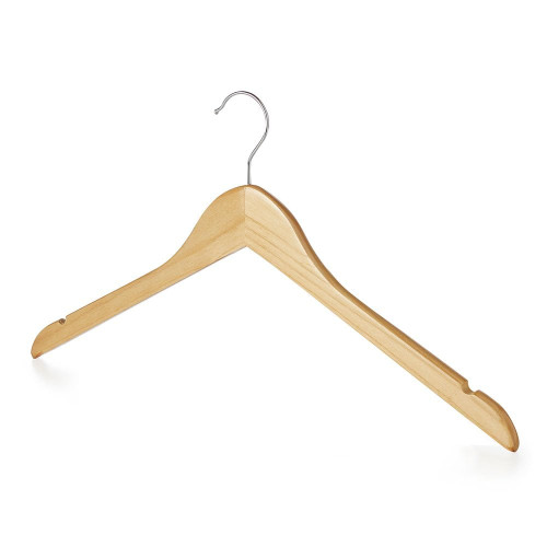 Wooden Flat Profile Hangers with Shoulder Notches - 45cm