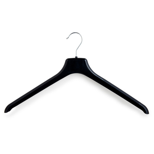 Black Plastic Clothes Hangers with Thick Textured Arms - 45 cm