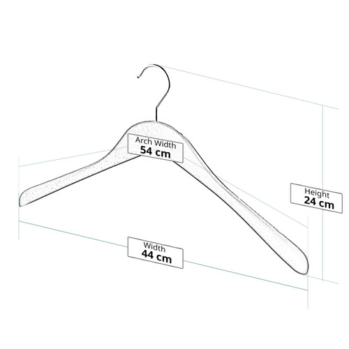 Matt Black Eco Plastic Hangers with Broad Shoulders - 44cm