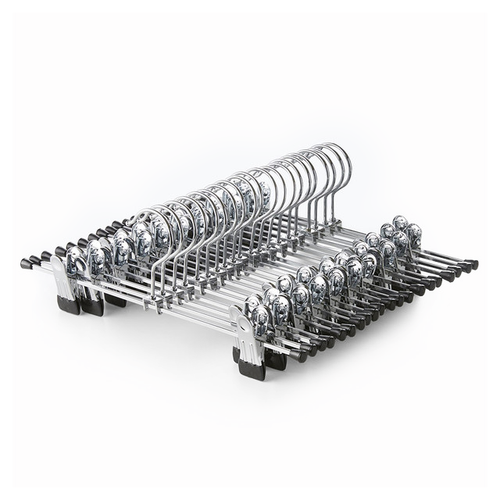 Chrome Metal Dual Adjustable Non-Slip Clip Straight Hangers - 30 cm