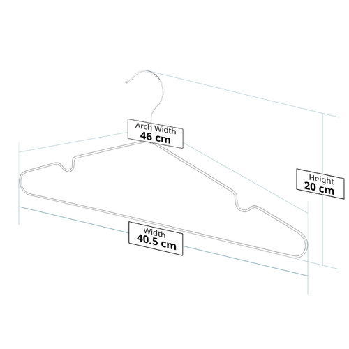 Black Non-Slip Coated Metal Hangers with Shoulder Notches and Trouser Bar - 40.5 cm