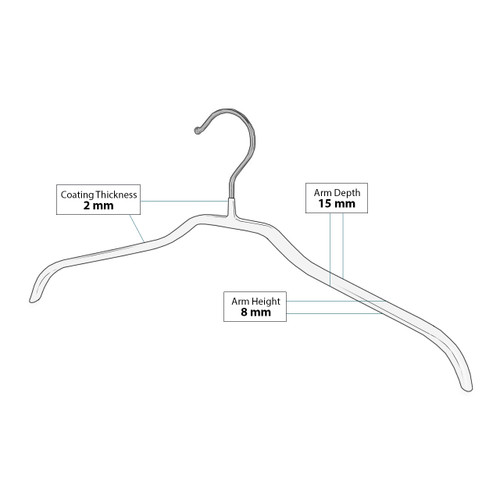 Black Non-Slip Coated Metal Knitwear Hangers - 42 cm