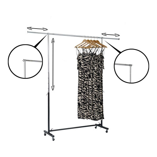 Black & Chrome Adjustable Clothes Rail